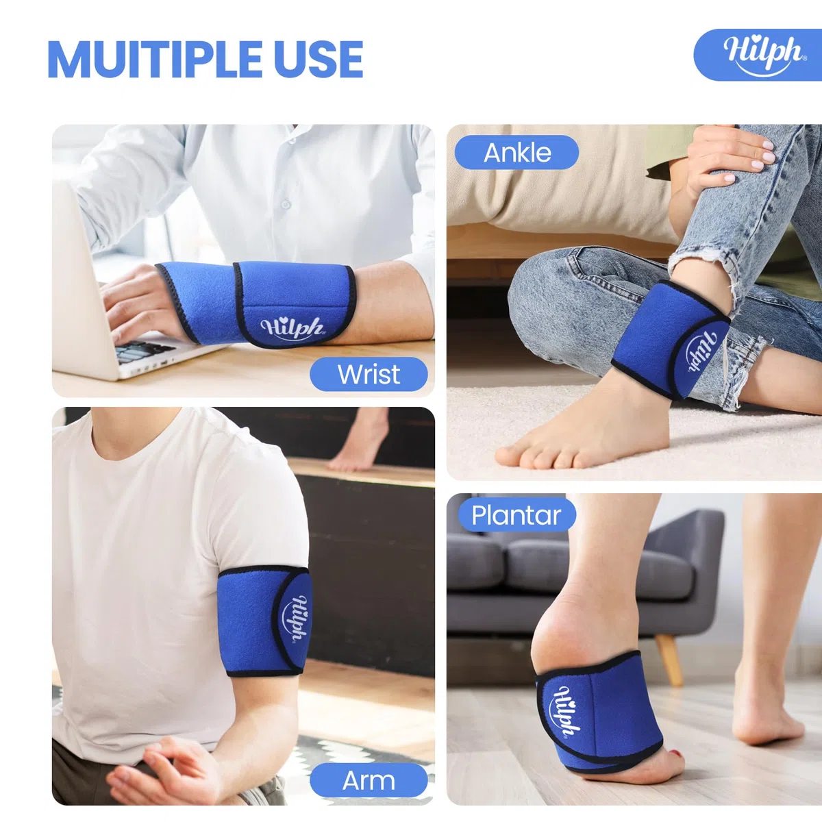 Hilph Impacco Gel Freddo/Caldo per Polso, Tunnel Carpale, Artrosi, Tendinite, Riutilizzabile, Supporto per Recupero Post-Intervento, Uomo & Donna, Blu
