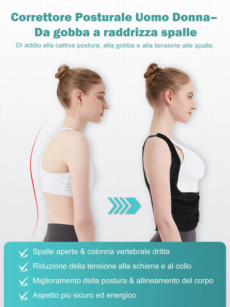 Fascia Correttore Posturale Spalle e Schiena：Busto Correttore Posturale Uomo Donna con Elastica Fascia Lombare Supporto Regolabile Traspirante - Dritta Raddrizza Spalle Schiena Migliora Postura (L)
