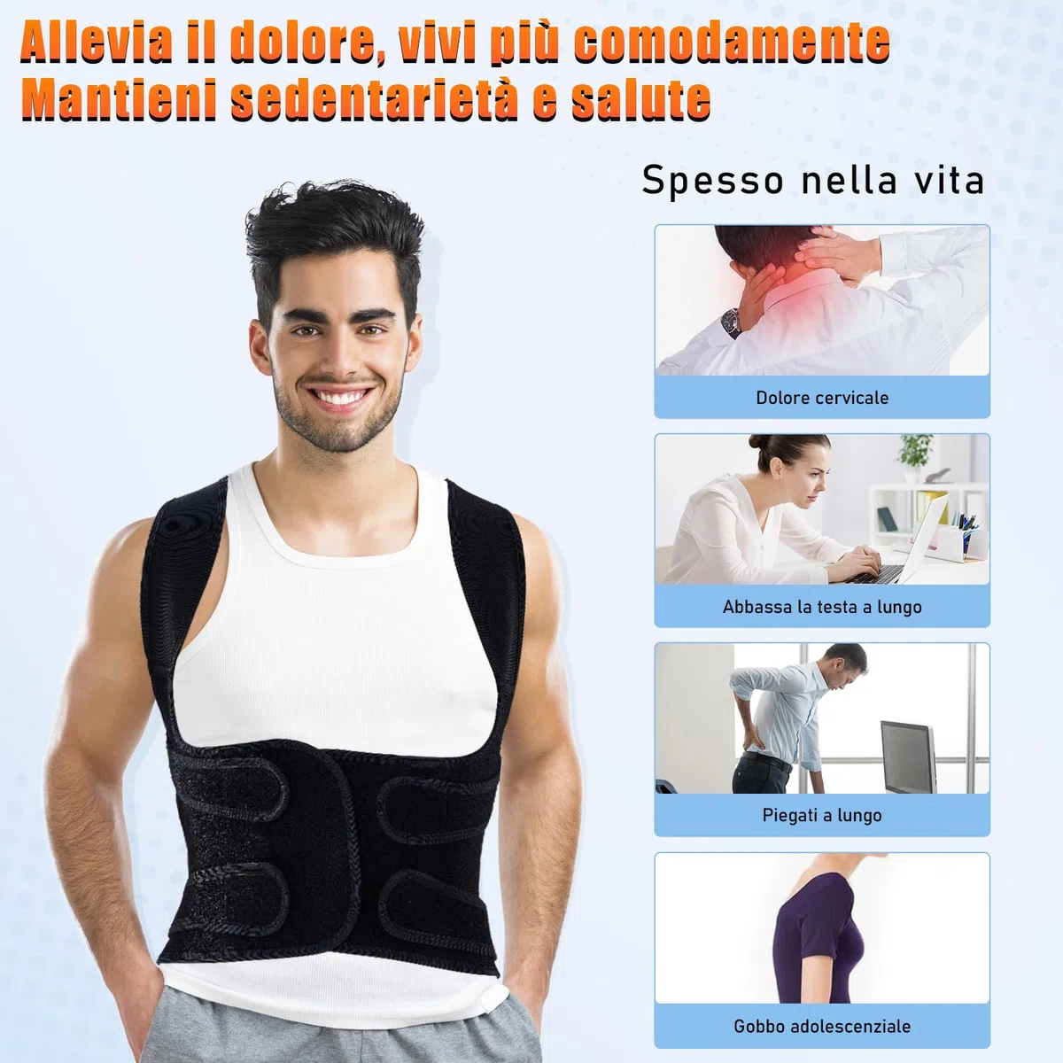 Fascia Correttore Posturale Spalle Schiena: Fascia Lombare Busto Supporto Uomo Donna - Schiena Dritta Cintura Tutore Raddrizza Spalle Lavoro - Elastica Dritte Postura Cervicale Ortopedico Fasce L