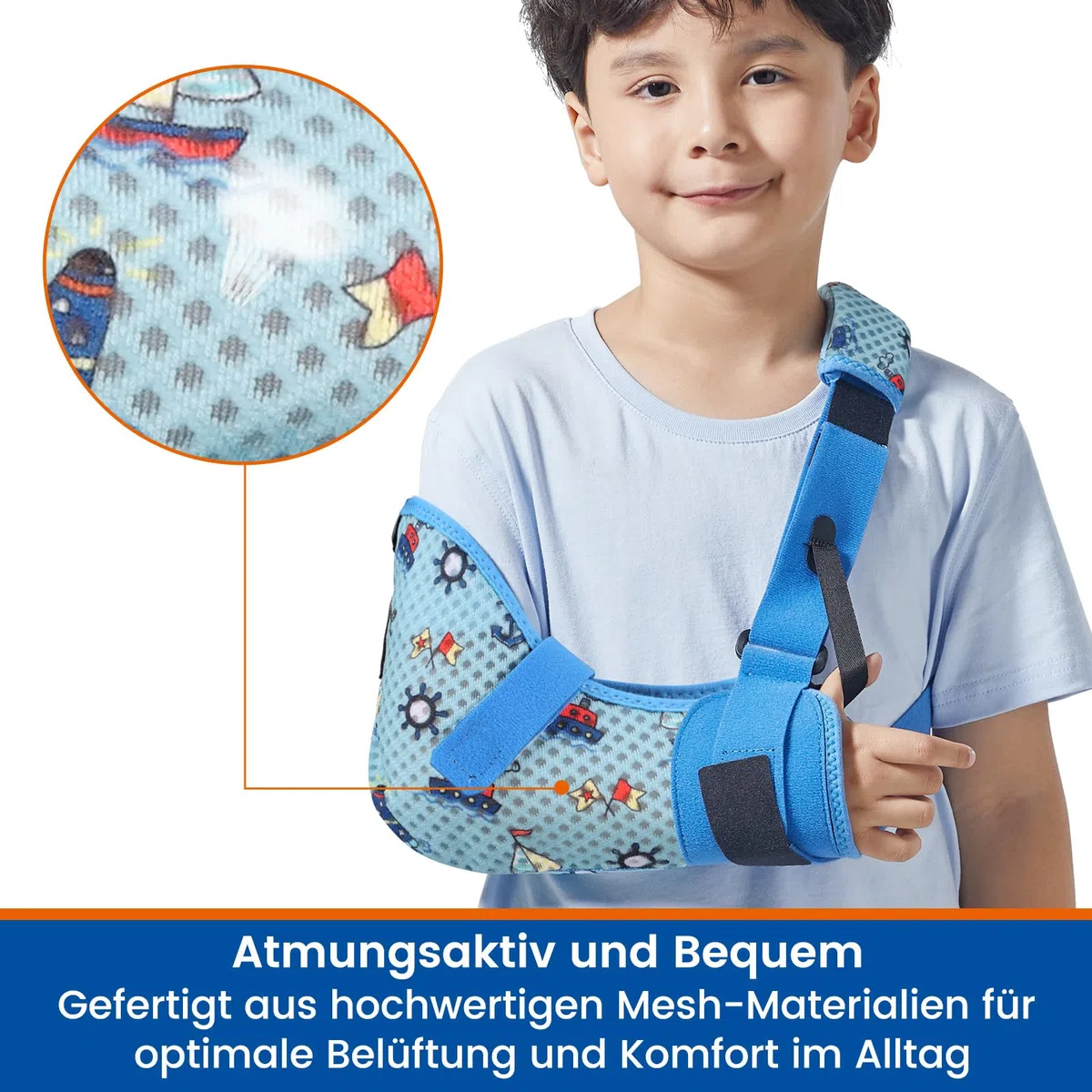 Manicotto per bambini con cintura in vita, cinturino traspirante per braccio, clavicola, gomito, polso (Braccio destro, XS(58-66CM))