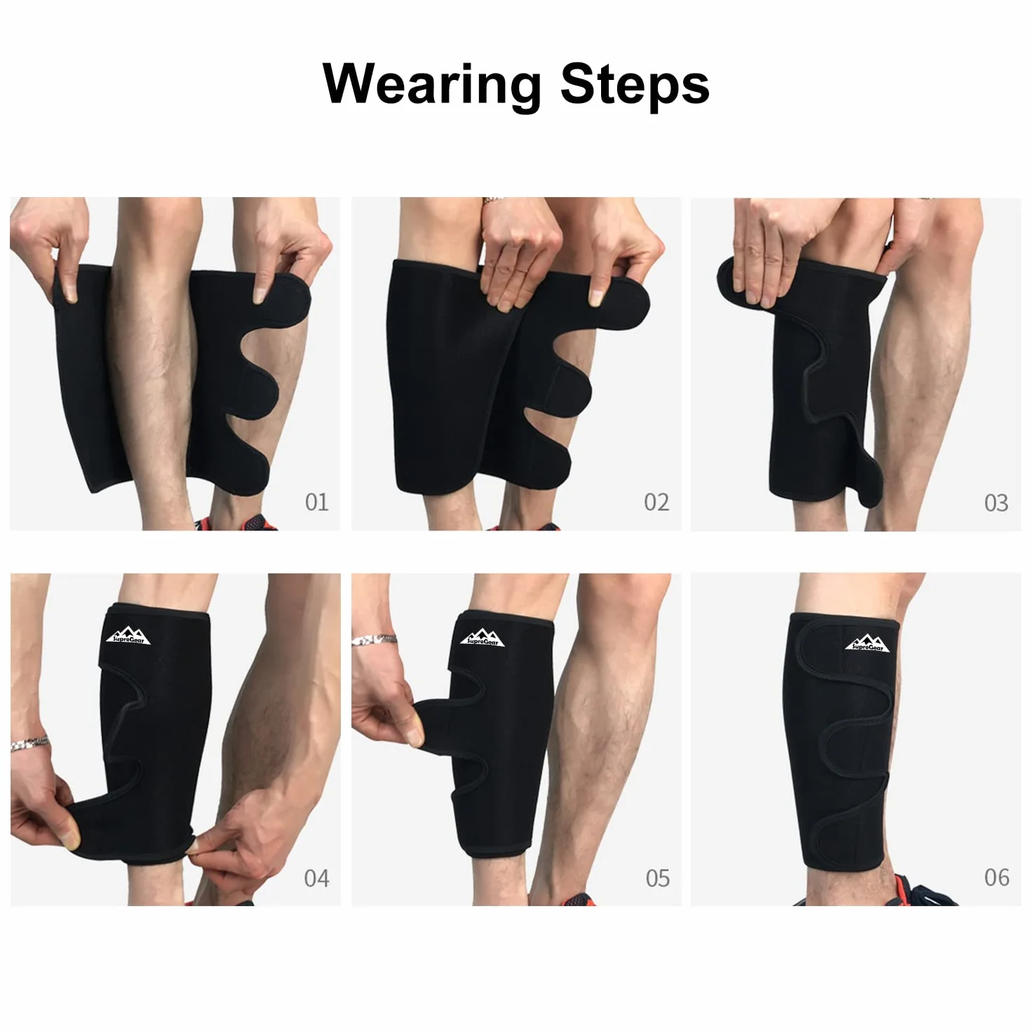 supregear Tutore di Supporto per Polpaccio, 2 Pack Stinco Stecca Compression Uomini Donne Impacco di Vitello Regolabile per Gonfiore Muscolare Allenamento Escursionistico Comodo Supporto per Polpacci