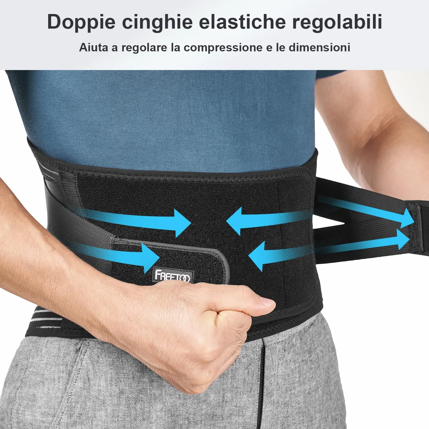 FREETOO Fascia Lombare Posturale, Regolazione della Fascia Schiena per Uomini e Donne, Posturale Cintura Lombare Utilizzare per Sport
