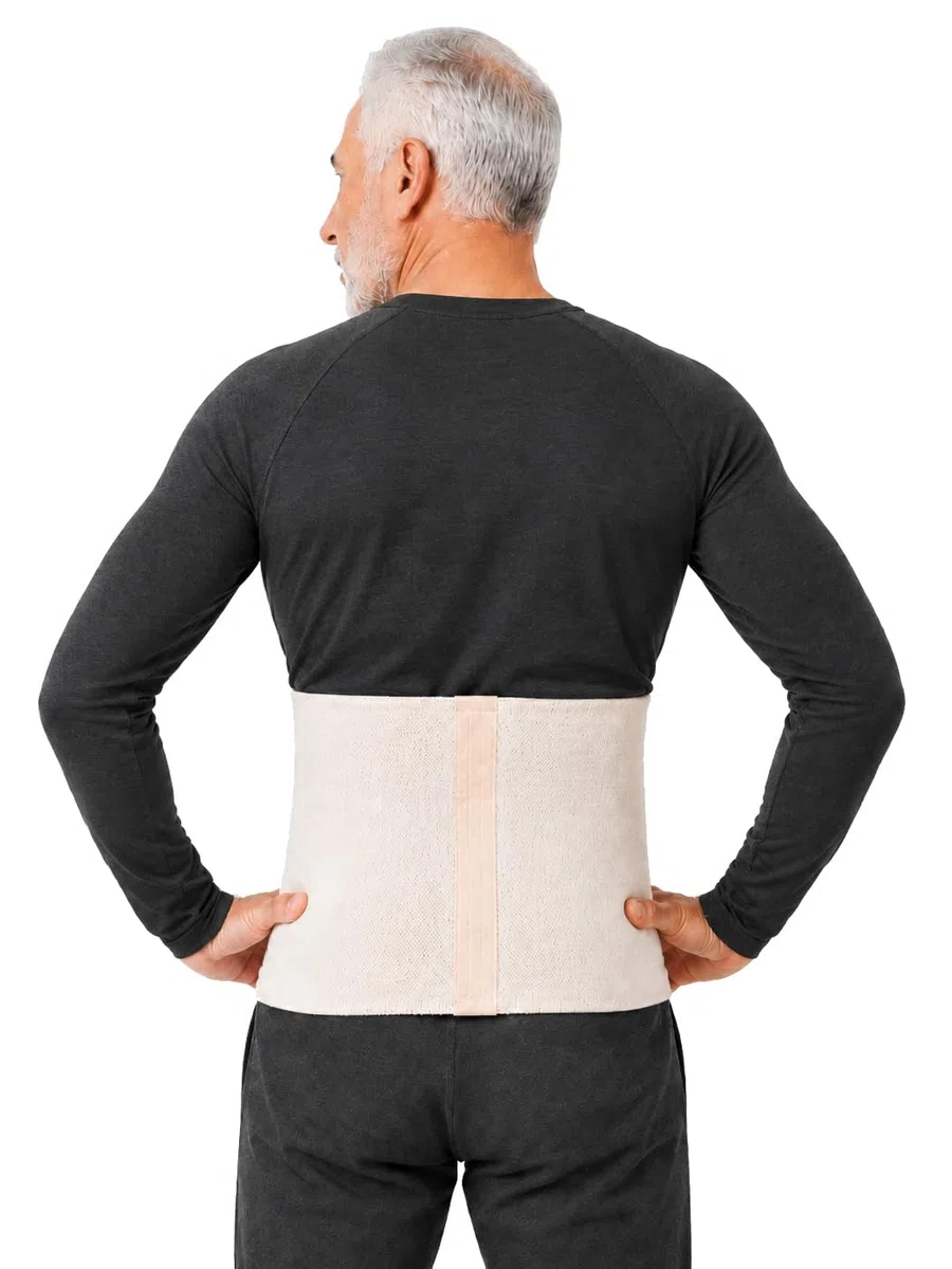 Fascia Termica per Schiena e Reni, con Lana Merino, Angora e Cotone, Cintura Elastica Scaldareni per Donna e Uomo, Scaldaschiena Termico per Zona Lombare (Medium)