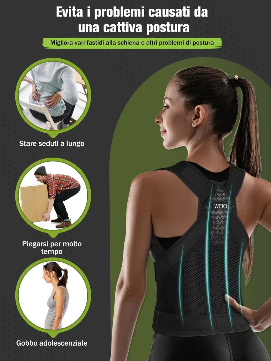 Fascia Posturale Spalle Schiena Uomo: Correttore Posturale Fascia Lombare Supporto Donna - Tutore Spalla Busto Schiena Dritta Elastica Regolabile - Ortopedico Cintura per Raddrizza Schiena Collo L