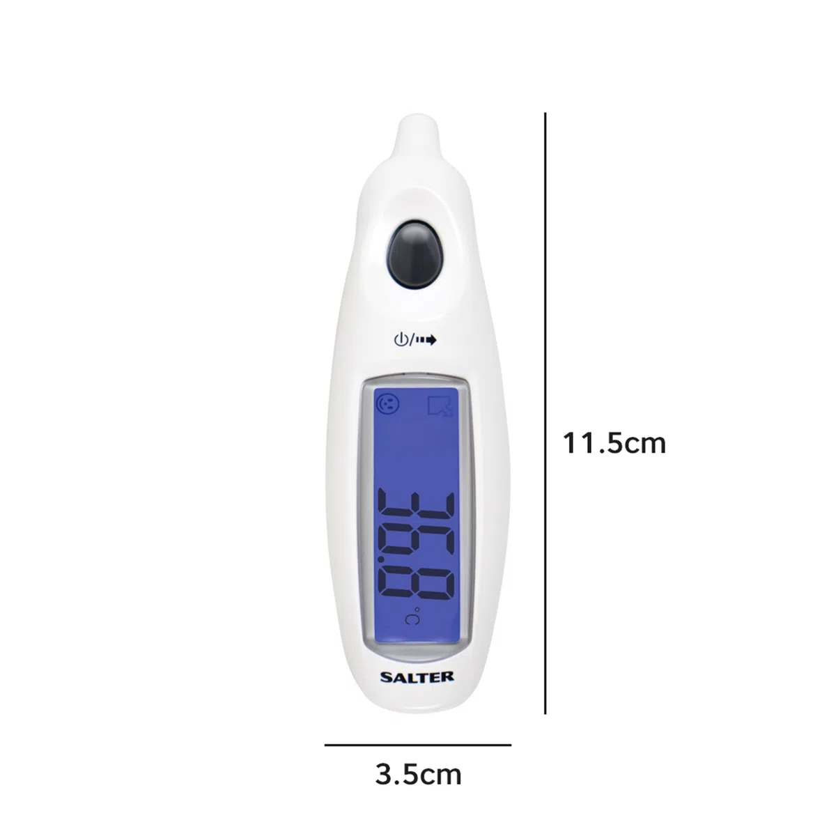 Salter TE-150-EU - Termometro auricolare displ. grande, misur. all'orecchio, allarme febbre, risult. in 1 secondo, grande displ. LCD, spegnim. aut., 10 richiami in mem., indic. batt. scarica, bianco
