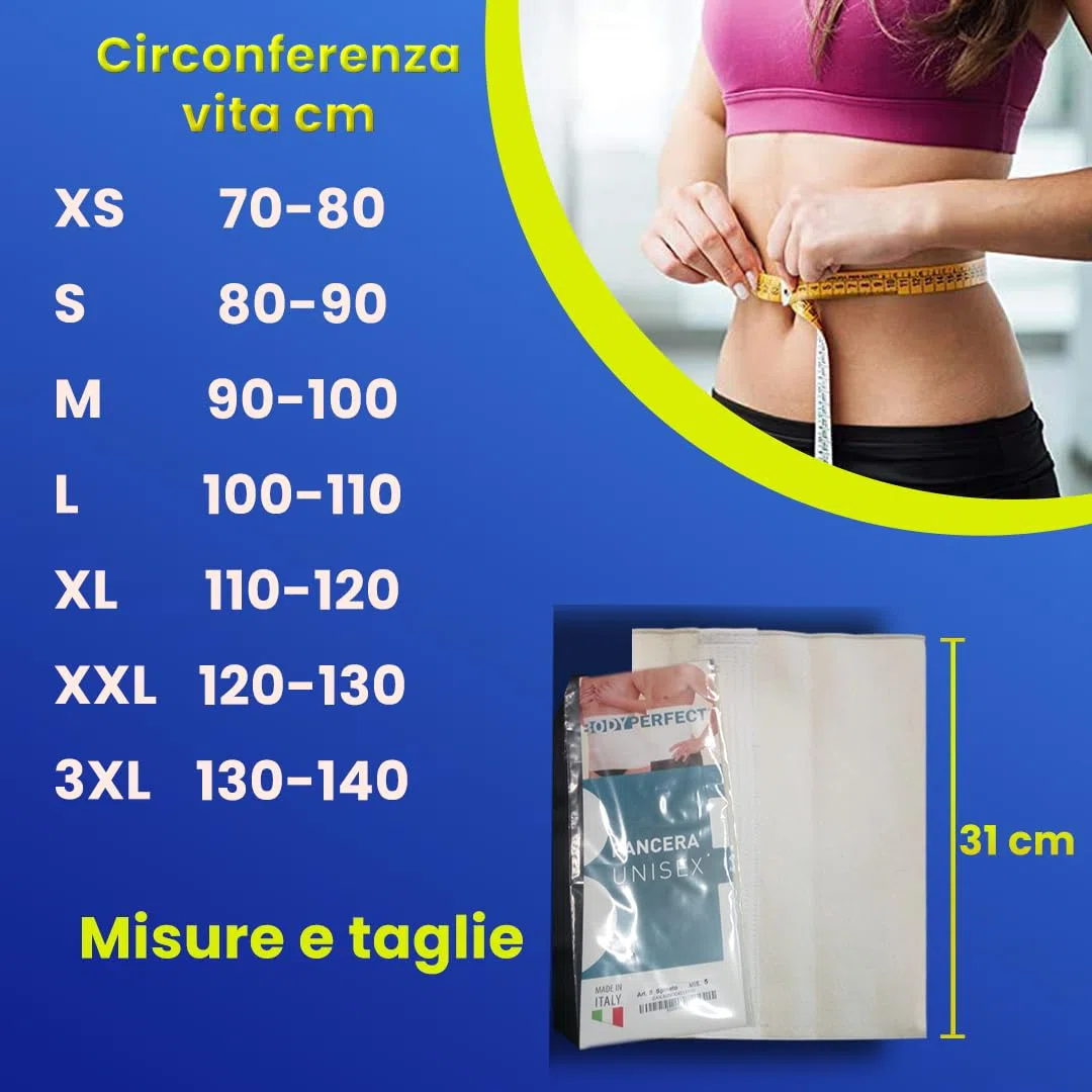 BODYPERFECT Fascia Lana Pancera Elastica Contenitiva Unisex Offre Protezione Addominale e Lombare Lana Termica Made In Italy (L, Nero)