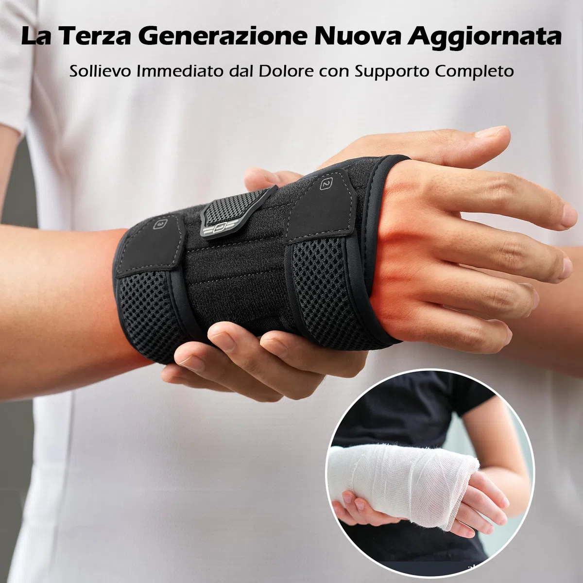 FREETOO Stabile Tutore Polso Destro con 3 Stecche Metallo, Comode Tutore Tunnel Carpale con Morbido Cuscino per Uso Quotidiano, Traspirante Polsiera Ortopedica per Tendinite,Artrite,Distorsione