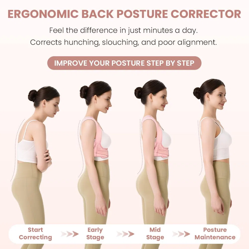 Correttore Postura, Fascia Posturale Spalle e Schiena Traspirante Regolabile, Fascia Lombare Busto Supporto Uomo Donna, Sollievo dal Dolore alla schiena e alla Cervicale (S/M