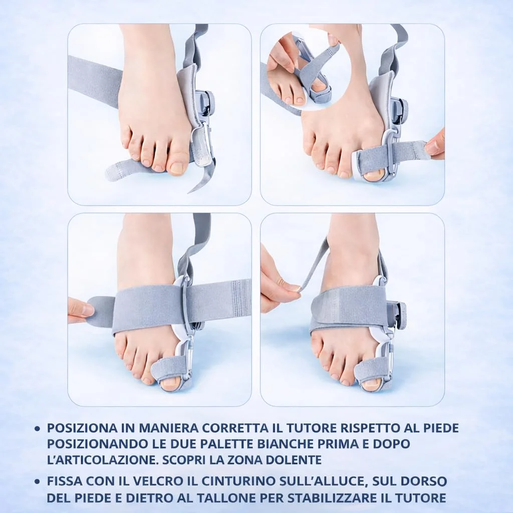 ARIAPAD STRETCH - Correttore Alluce Valgo con Stretching a Tensione Regolabile – Tutore e Divaricatore per Alluce Valgo – Separatore per Piede Destro e Sinistro – 1 Pezzo