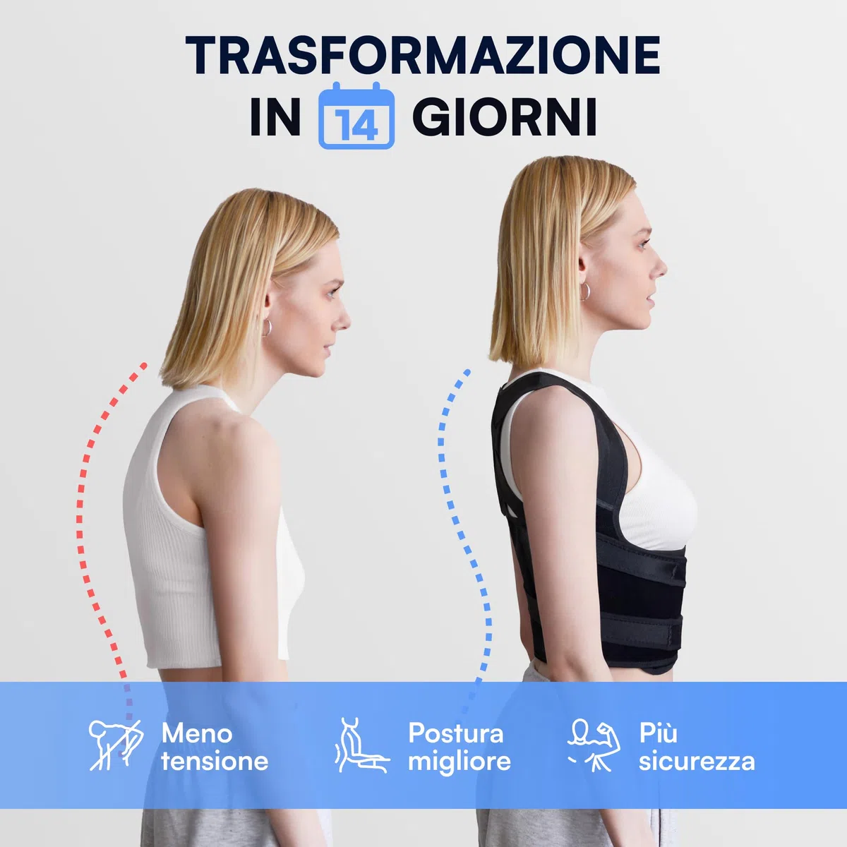 Correttore Posturale Spalle Schiena Uomo Donna - Busto Correttore Posturale e Fascia Posturale Regolabile per Schiena Dritta, con 2 Supporti per le Spalle