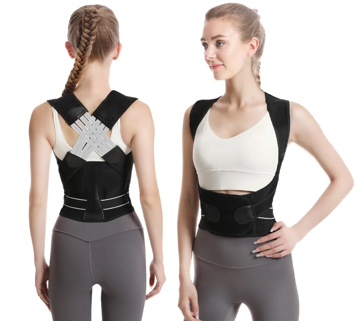 HYJO Correttore Postura Fascia Lombare Supporto Schiena Uomo Donna, Regolabile Tutore Dritta Busto Sollievo dal Aolore Collo, Schiena e alle Spalle(XL)