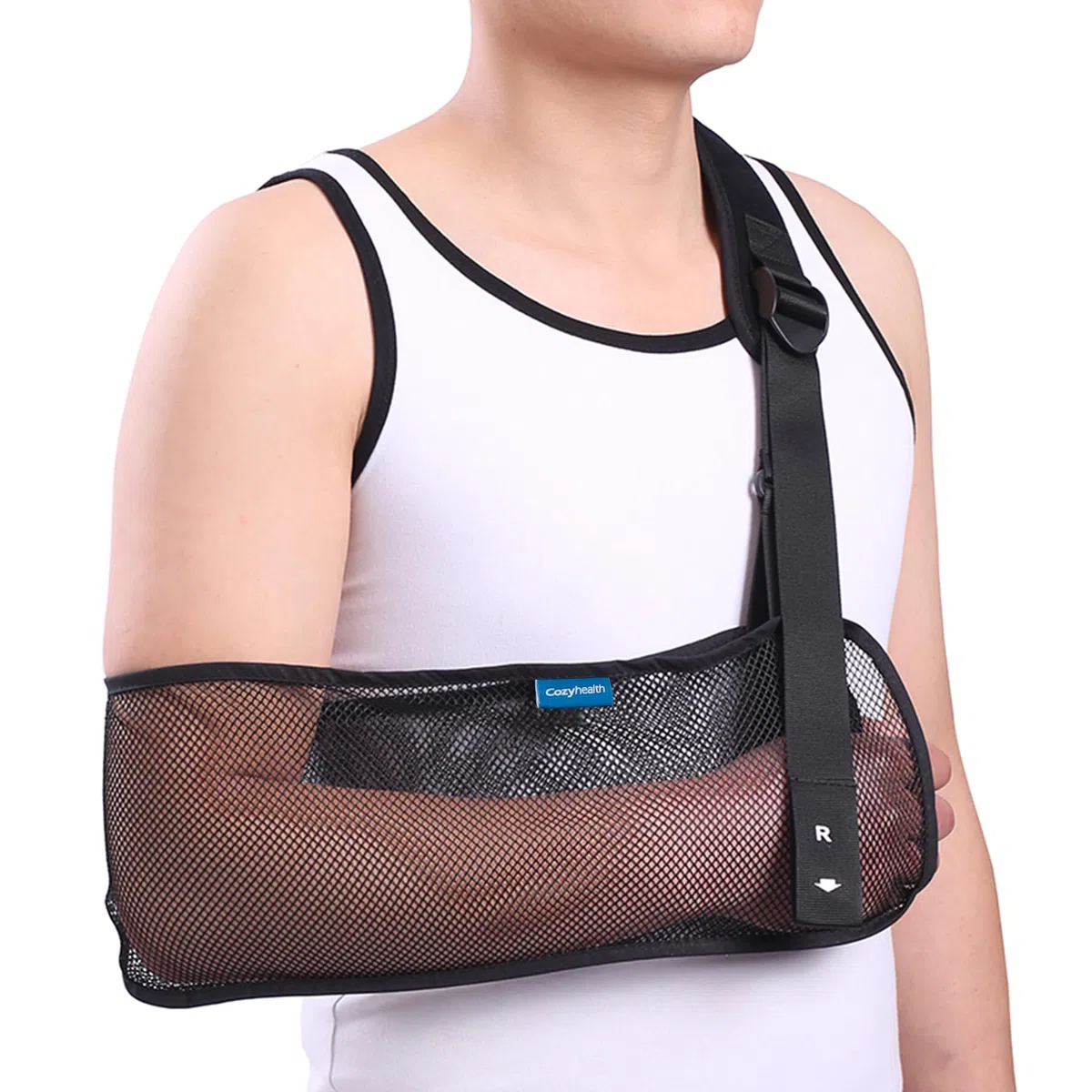 Tutore a rete per braccio e spalla, immobilizzatore medico per spalla per lesioni alla spalla, cuffia dei rotatori lacerata, tutore traspirante per braccio per doccia, braccio destro e sinistro
