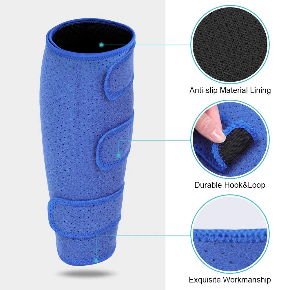 Supporto per Polpaccio Brace, Fascia a Compressione Polpaccio in Neoprene Regolabile Traspirante per Muscoli Strappati, Vitelli Stretti, Dolore Muscolare, Gonfiore, Distorsioni Recupero, Unisex (Blu)