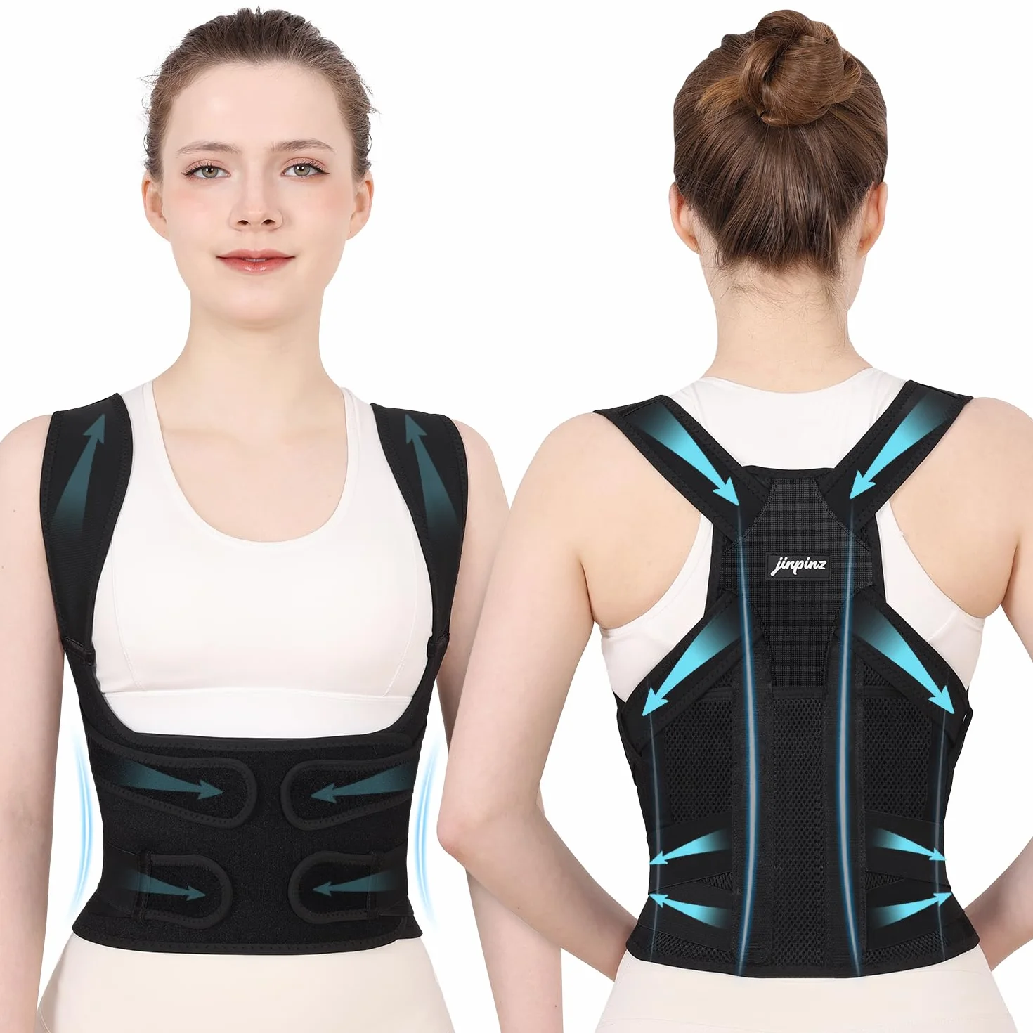 Fascia Correttore Posturale Spalle e Schiena：Busto Correttore Posturale Uomo Donna con Elastica Fascia Lombare Supporto Regolabile Traspirante - Dritta Raddrizza Spalle Schiena Migliora Postura (L)