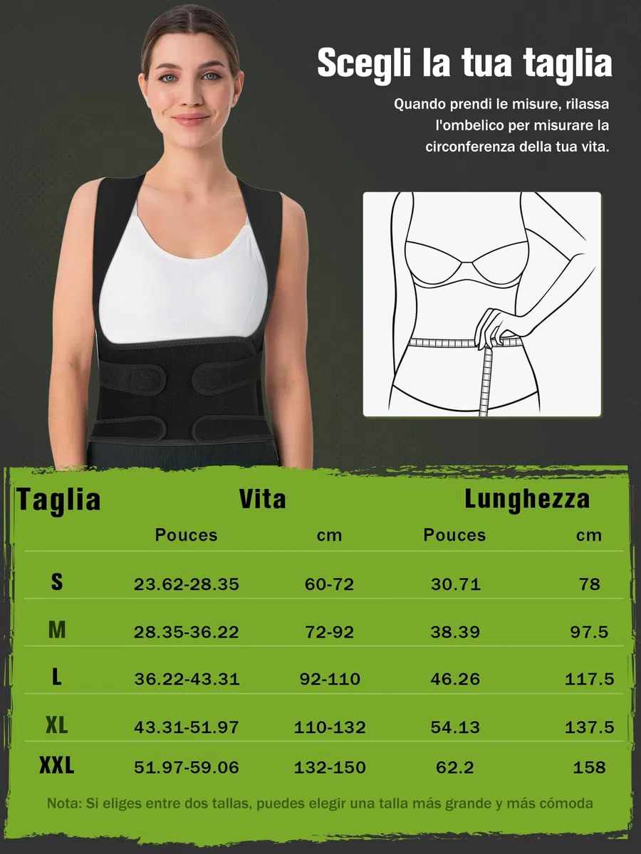 Fascia Posturale Spalle Schiena Uomo: Correttore Posturale Fascia Lombare Supporto Donna - Tutore Spalla Busto Schiena Dritta Elastica Regolabile - Ortopedico Cintura per Raddrizza Schiena Collo L