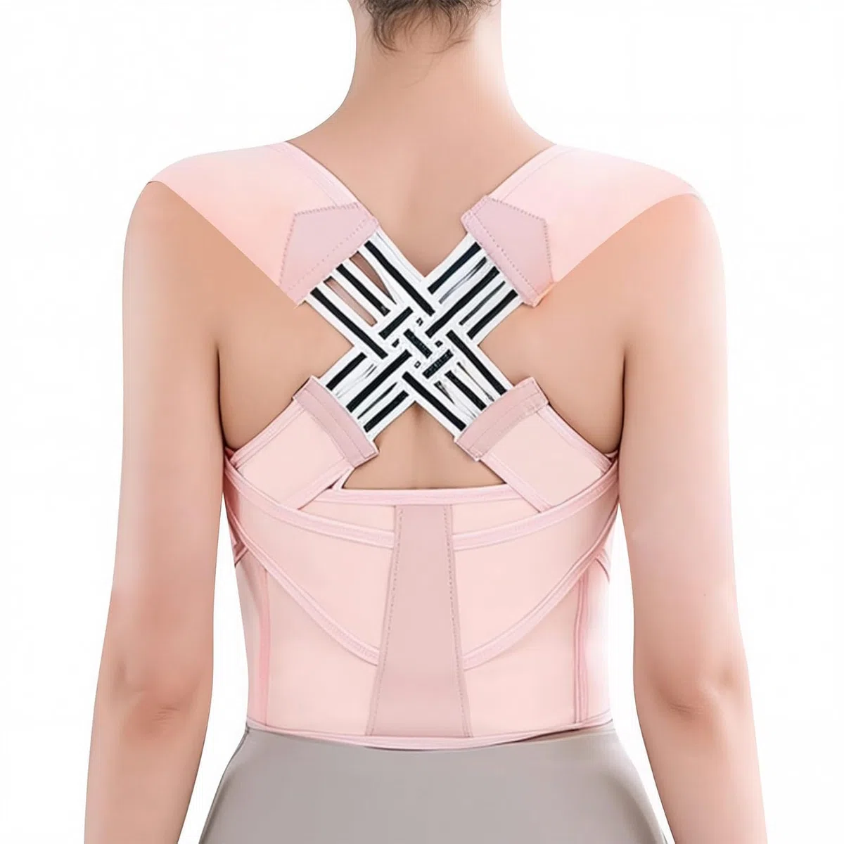 HYJO Correttore Posturale Spalle Schiena, Correttore Postura Uomo Donna, Fascia Posturale Spalle e Schiena Traspirante, Sollievo dal Dolore alla schiena e alla Cervicale, Rosa