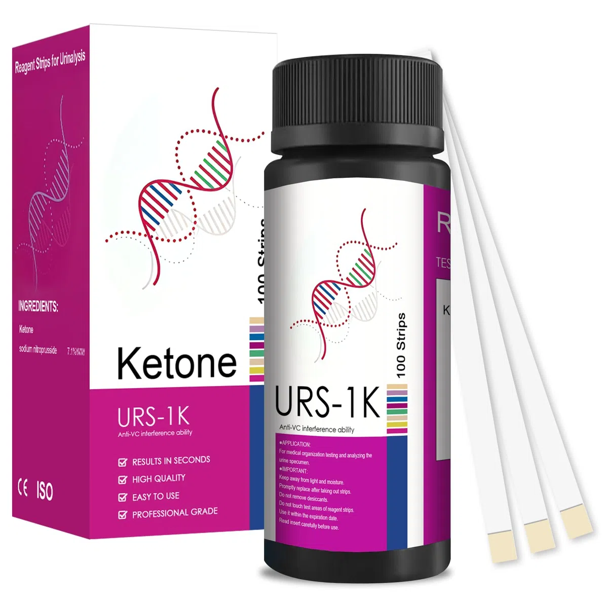 100 Strisce Reattive Chetosi,Ketosticks,Controllo Regolare del Chetone,Appari e sentiti Benissimo Con una Dieta Chetogenica a Basso Contenuto di Carboidrati
