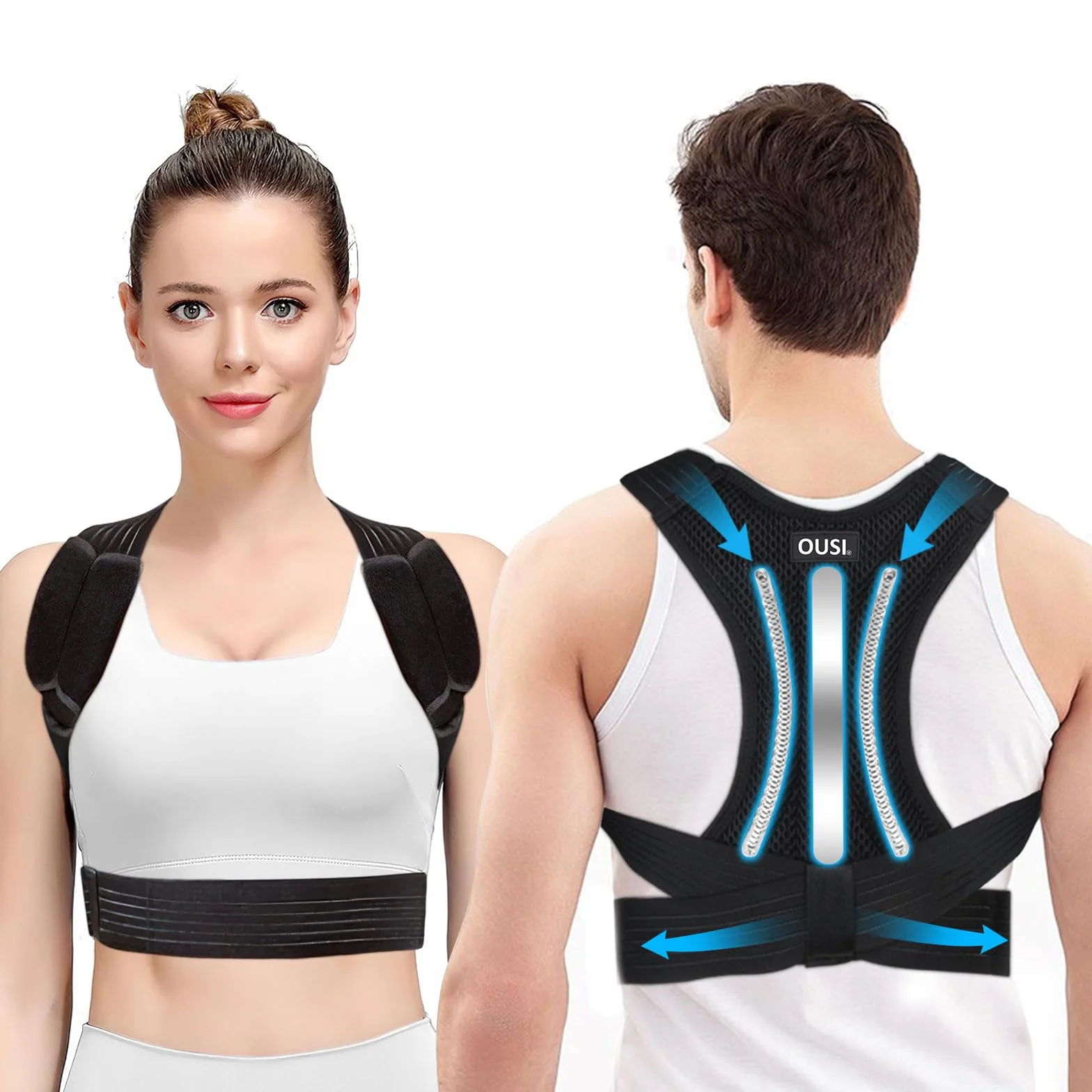 Fascia Correttore Postura Spalle Schiena: Supporto Lombare Uomo Donna - Busto Posturale Dritta Cintura Tutore Elastica - Cervicale Dritte Sostegno Ortopedico Raddrizza Spalla Fasce Collo Posture (M)