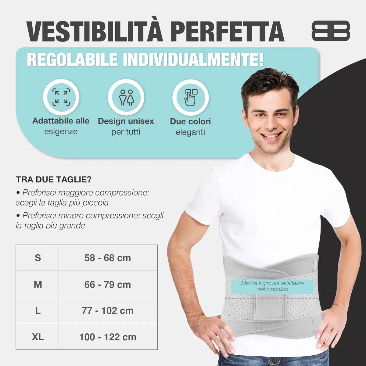 BACK BODYGUARD fascia lombare supporto schiena - corsetto lombare-fascia lombare ortopedico - fascia schiena lombare per Uomo e Donna-varie dimensioni