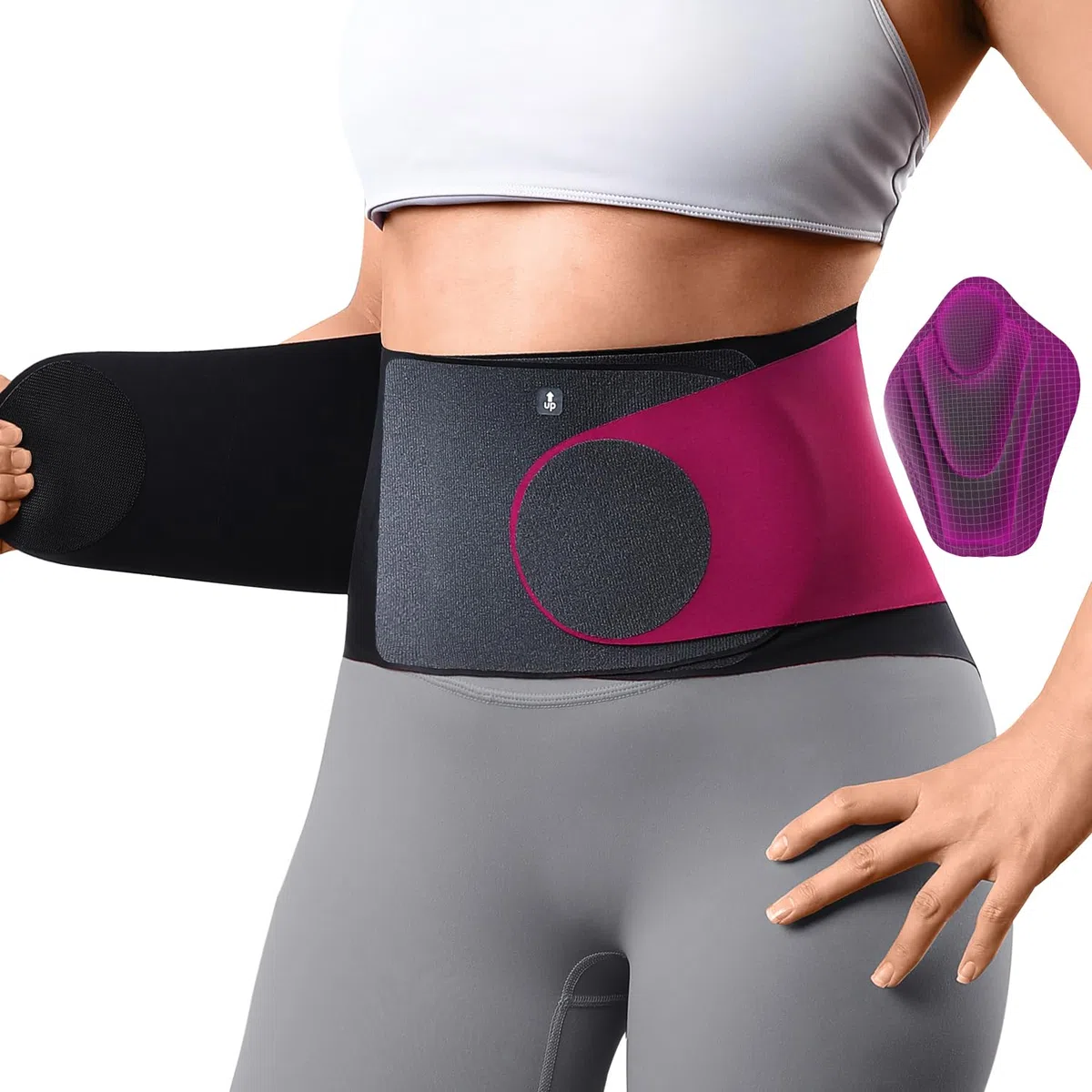 Fitomo Fascia Lombare Supporto Schiena, Tessuto Yoga Monoblocco Ultrasottile da 0,5 mm Senza Cuciture, Cuscinetto Lombare 3D Rimovibile per Supporto Lombare per Uomo e Donna
