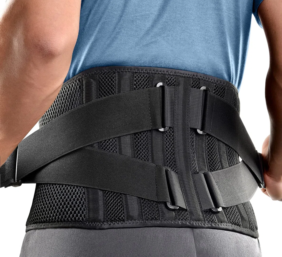 FREETOO Fascia Lombare Supporto Schiena,Regolazione della Fascia Schiena Con 7 Stays,Allevia il Dolore Dlla Vita Fascia Lombare Posturale,Supporto Lombare Per La Scoliosi Sciatica,M(Vita 90-110 CM)