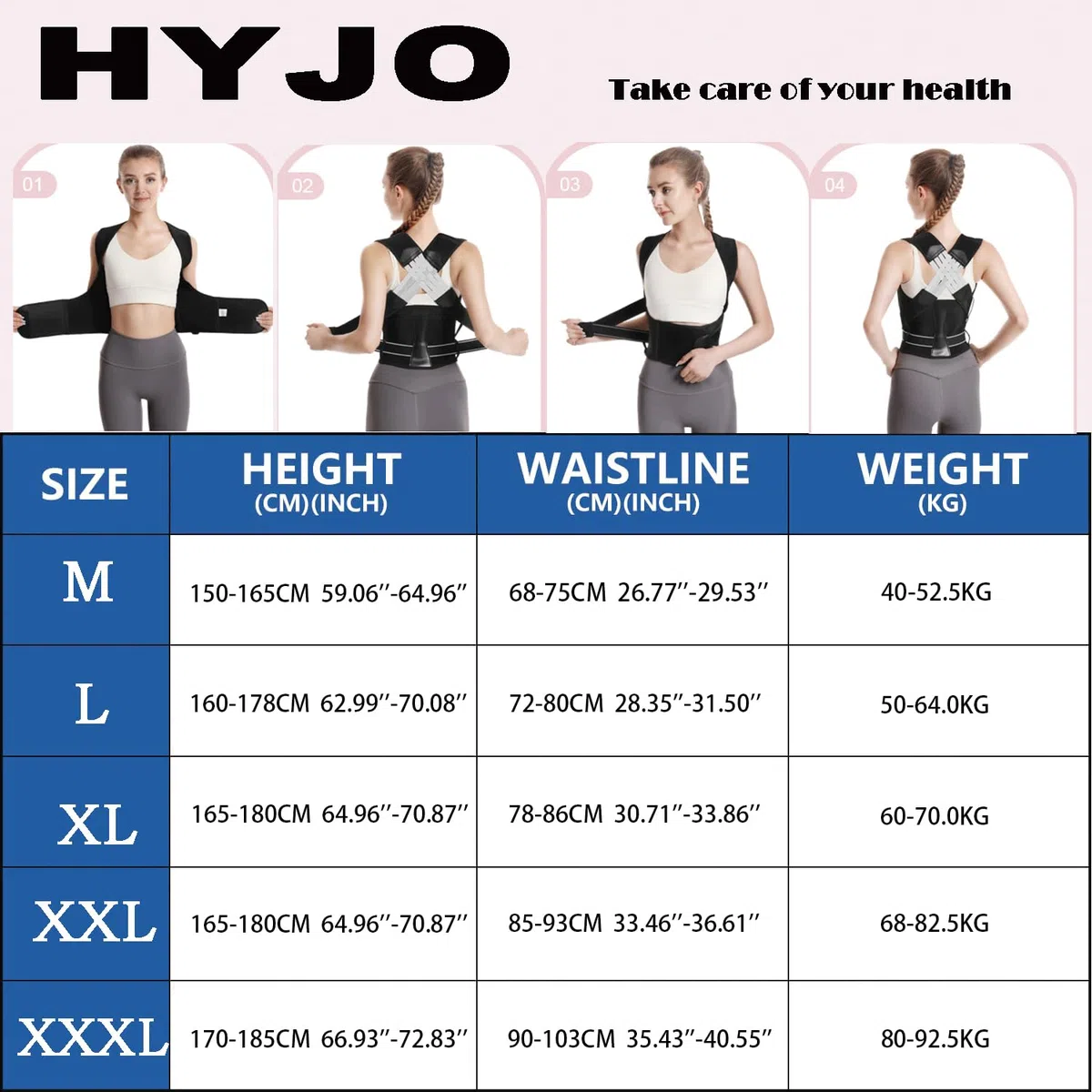 HYJO Correttore Postura Fascia Lombare Supporto Schiena Uomo Donna, Regolabile Tutore Dritta Busto Sollievo dal Aolore Collo, Schiena e alle Spalle(XL)