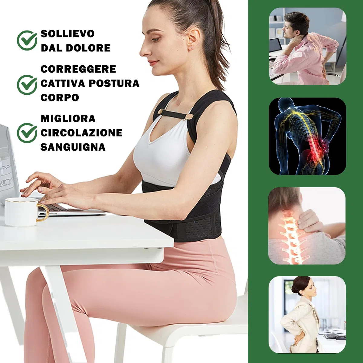 BraceTop Correttore Posturale Uomo Donna, Fascia Posturale Spalle e Schiena, Raddrizza Supporto Postura Regolabile Busto Dritta, Allevia Collo Schiena Lombare, Nero L