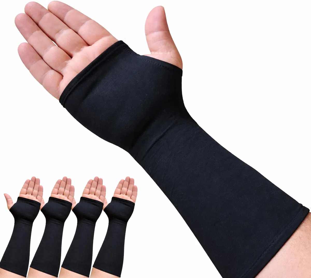 confezione da 4 di supporti per terapia delle mani, supporto per il polso e l'antibrachio sotto le barre, sospensori e guanti a compressione (Long Medium)