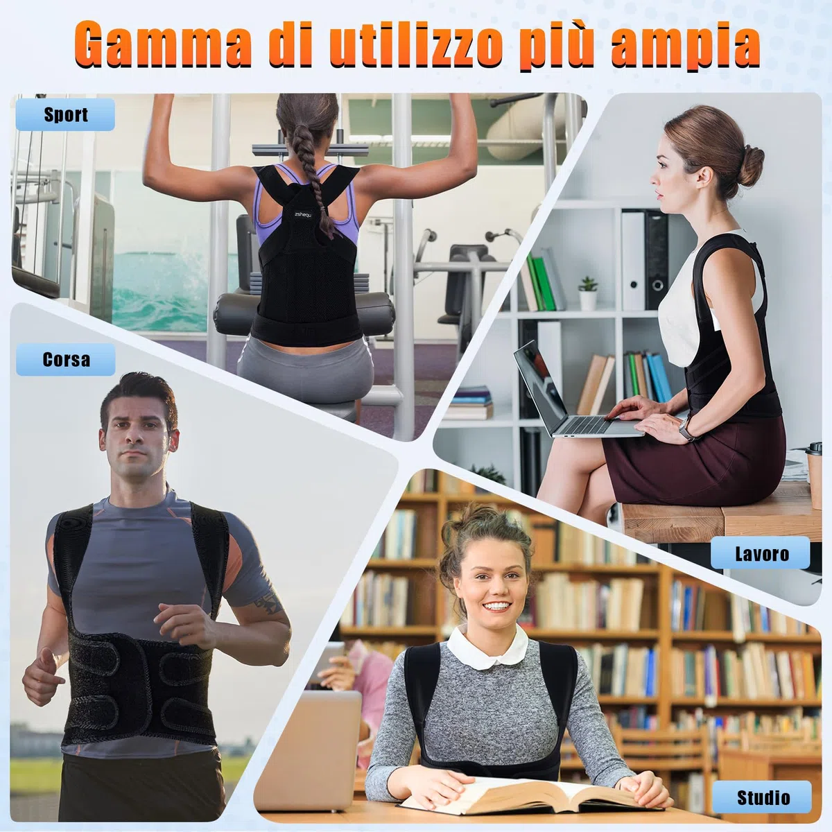Fascia Correttore Posturale Spalle Schiena: Fascia Lombare Busto Supporto Uomo Donna - Schiena Dritta Cintura Tutore Raddrizza Spalle Lavoro - Elastica Dritte Postura Cervicale Ortopedico Fasce L