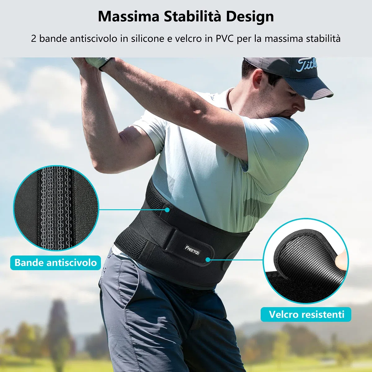 FREETOO Fascia Lombare Supporto Schiena,Regolazione della Fascia Schiena Con 7 Stays,Allevia il Dolore Dlla Vita Fascia Lombare Posturale,Supporto Lombare Per La Scoliosi Sciatica,M(Vita 90-110 CM)