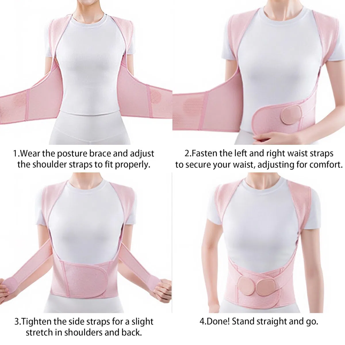 HYJO Correttore Posturale Spalle Schiena, Correttore Postura Uomo Donna, Fascia Posturale Spalle e Schiena Traspirante, Sollievo dal Dolore alla schiena e alla Cervicale, Rosa