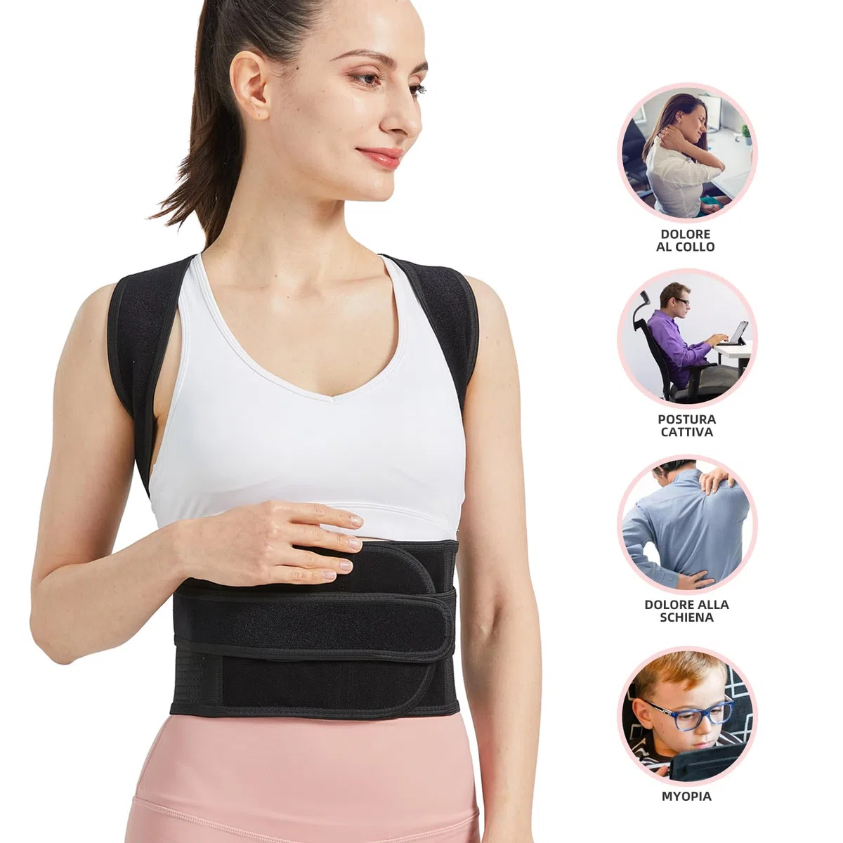 ZSZBACE Correttore Posturale Regolabile Premium, Fascia Lombare Supporto Schiena Migliora Postura Allevia Dolore Collo, Alla Schiena e Lombare per Uomo e Donna (L)