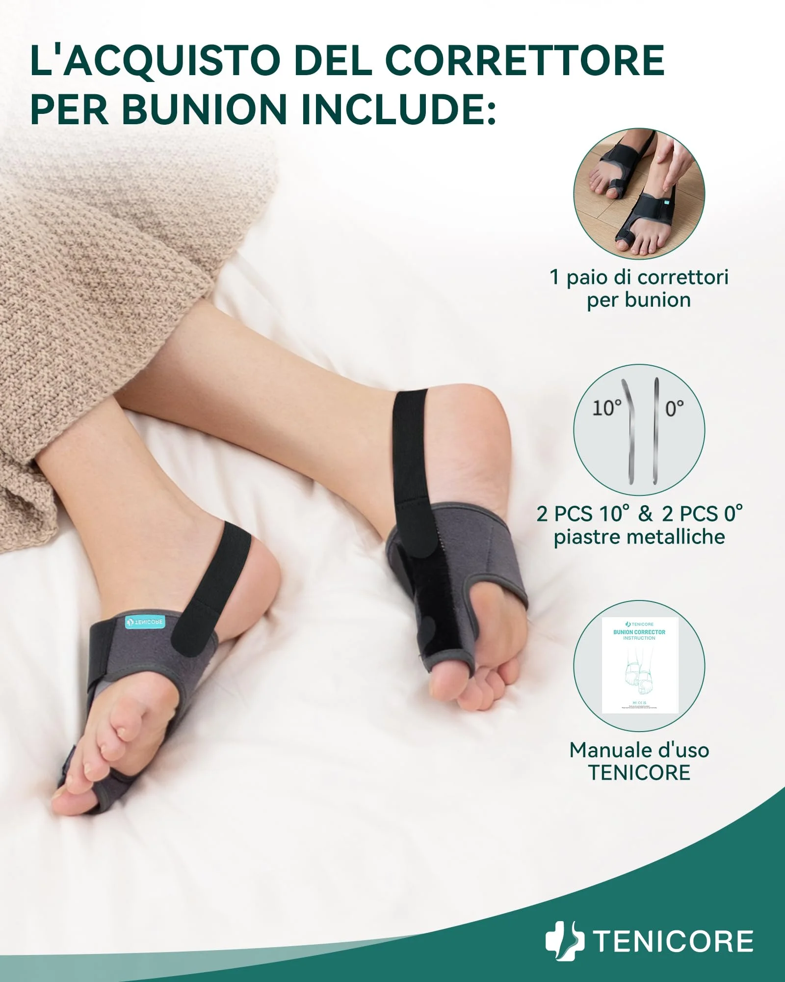 Aggiornamento Alluce Valgo Correttore con 2 Barre Angolari,Tutore Alluce Valgo con cuscinetto in silicone Sollievo dall'alluce Valgo Donna e Uomo 1Paio