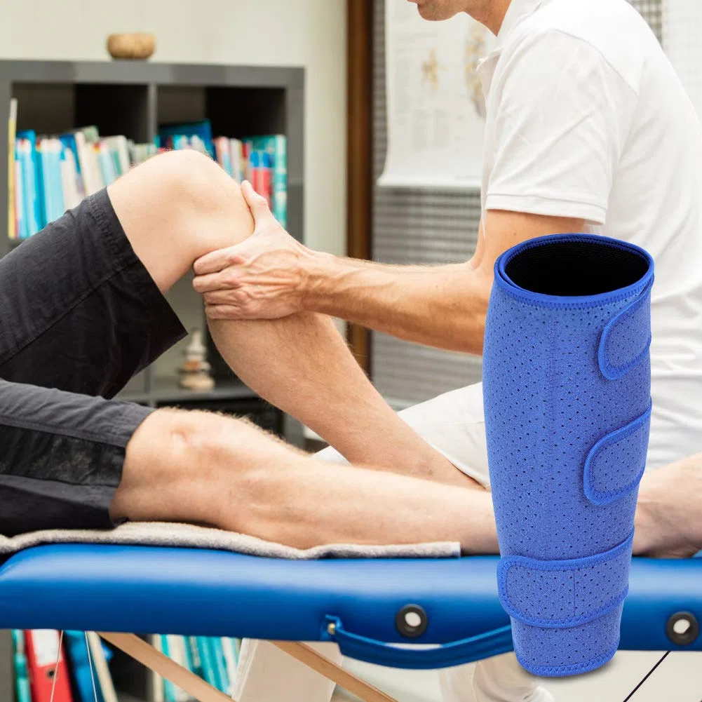 Supporto per Polpaccio Brace, Fascia a Compressione Polpaccio in Neoprene Regolabile Traspirante per Muscoli Strappati, Vitelli Stretti, Dolore Muscolare, Gonfiore, Distorsioni Recupero, Unisex (Blu)