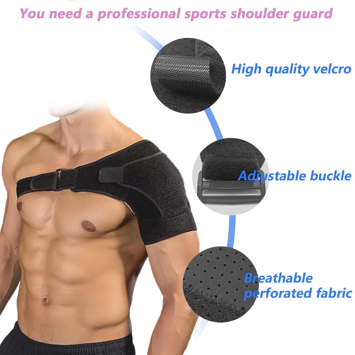 Tutore Spalla, Benda Regolabile Neoprene Wrap Braccio Supporto della Spalla per Protezione Lesioni Dolore Rotator Polsini Elastico Sportivo, per Destra e Sinistra