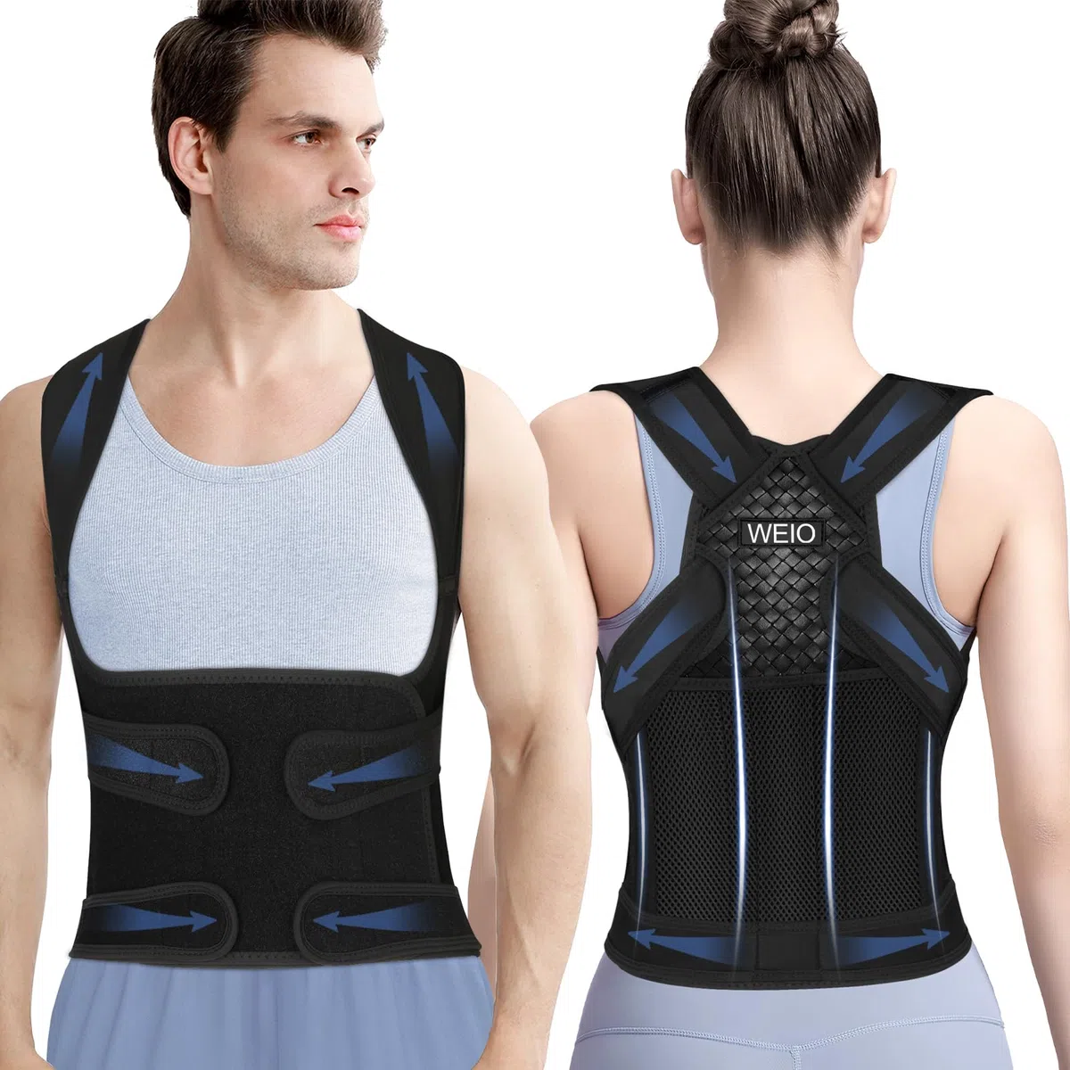 Fascia Posturale Spalle Schiena Uomo: Correttore Posturale Fascia Lombare Supporto Donna - Tutore Spalla Busto Schiena Dritta Elastica Regolabile - Ortopedico Cintura per Raddrizza Schiena Collo L
