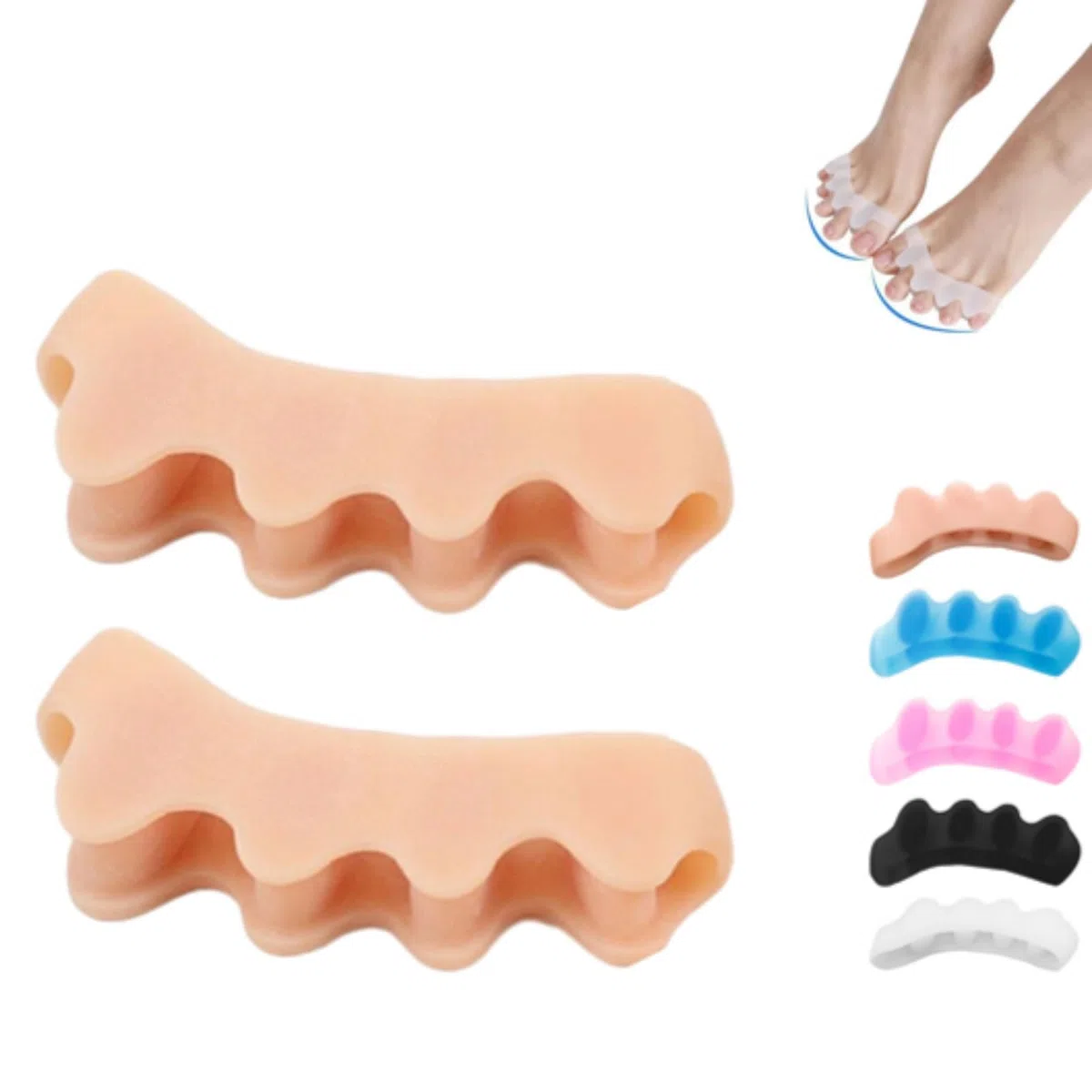 Distanfix Alluce Valgo, Morbido supporto in silicone per uomo e donna, comfort indicato per l'alluce valgo (Beige)