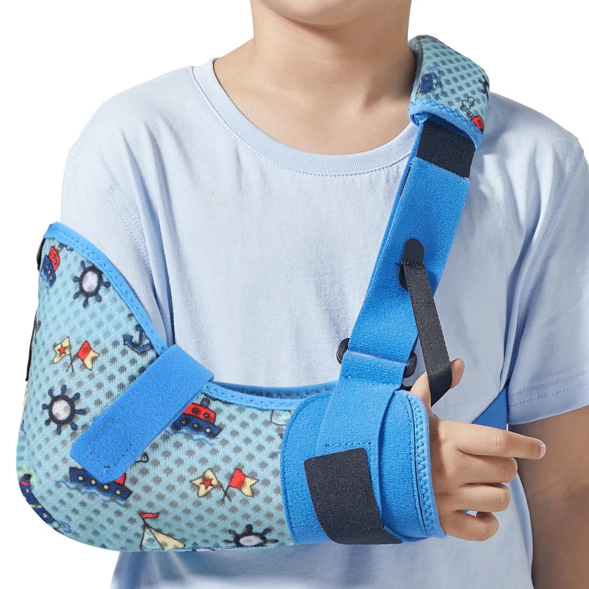 Manicotto per bambini con cintura in vita, cinturino traspirante per braccio, clavicola, gomito, polso (Braccio destro, XS(58-66CM))