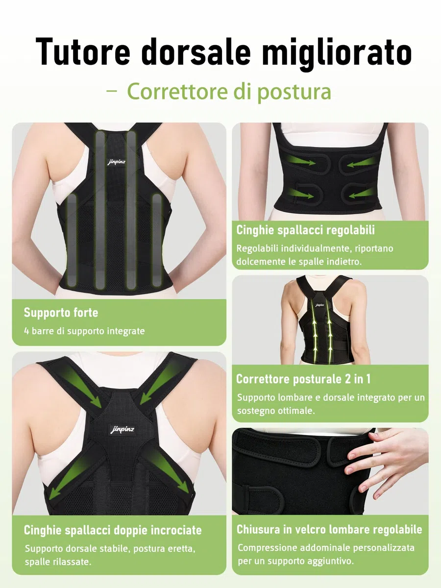 Fascia Posturale Spalle Schiena Uomo: Busto Correttore Posturale Uomo Donna con Elastica Fascia Lombare Supporto Regolabile Traspirante - Dritta Raddrizza Spalle Schiena Migliora Postura - M