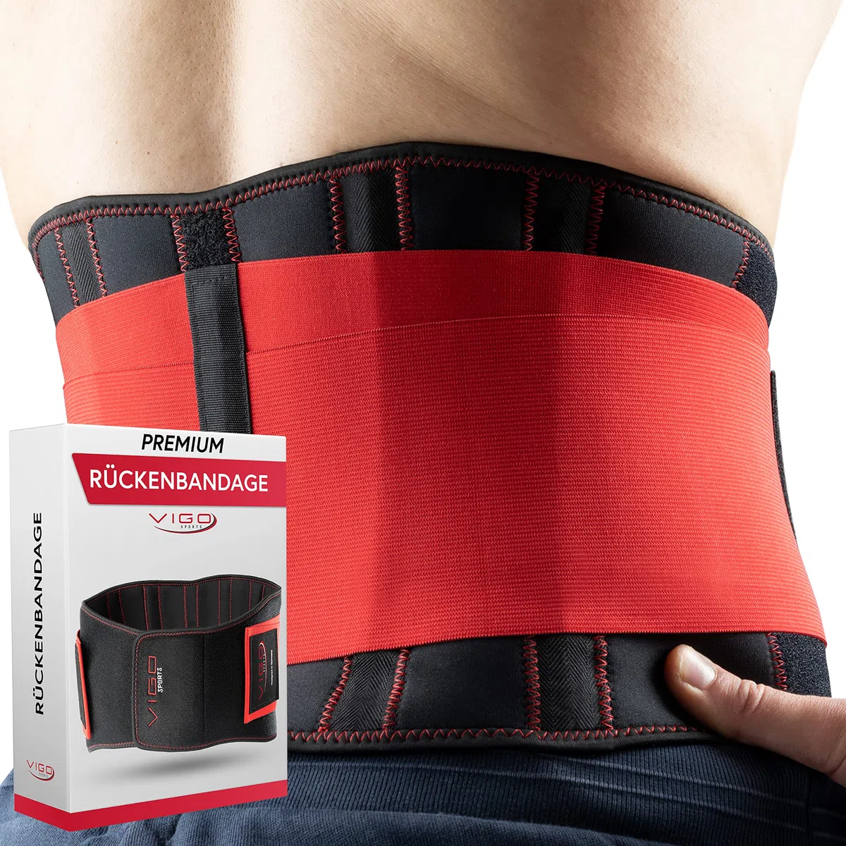 Vigo Sports lavabile in lavatrice, anti-sudore, fascia per la schiena stabilizzante, cintura di supporto unisex