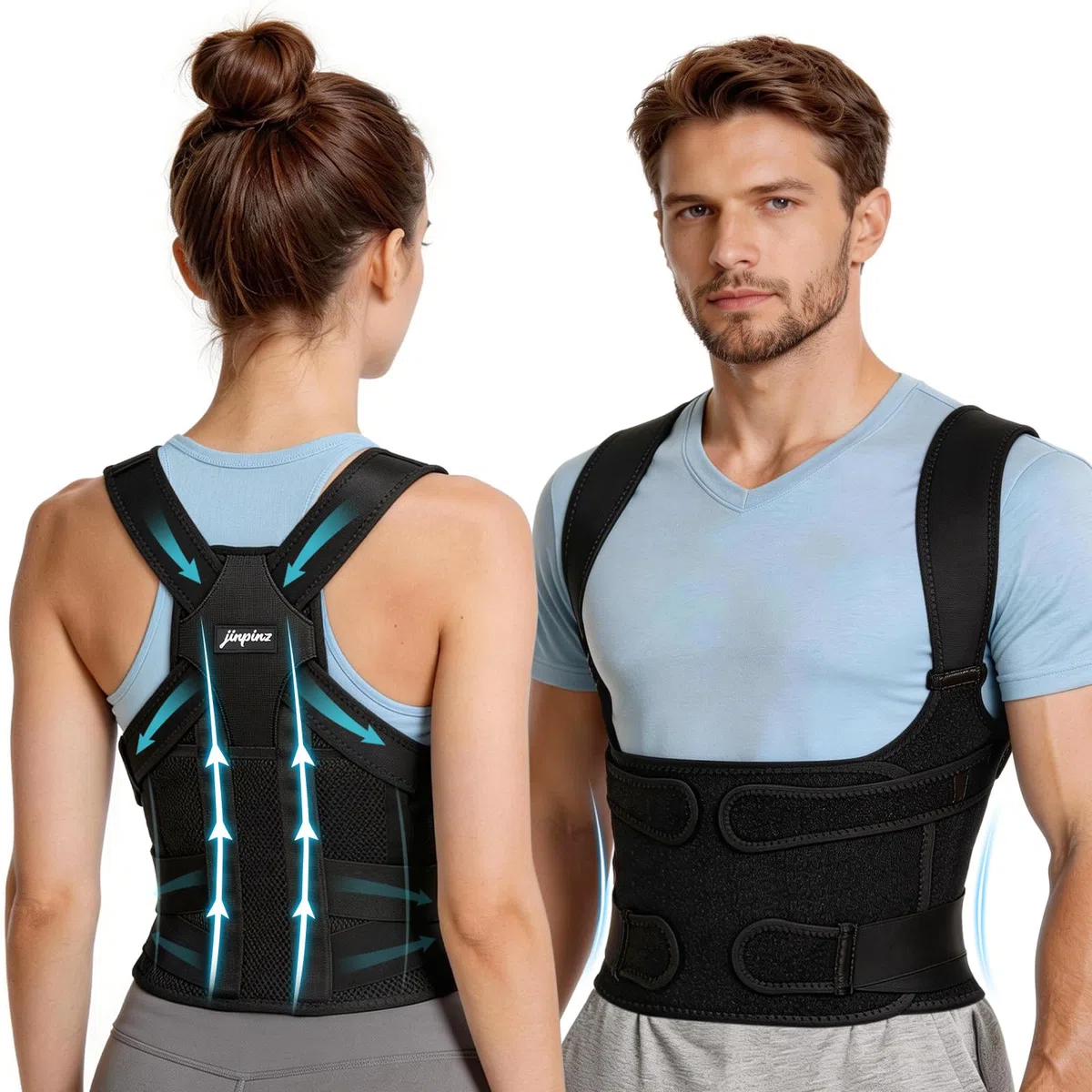 Fascia Posturale Spalle Schiena Uomo: Busto Correttore Posturale Uomo Donna con Elastica Fascia Lombare Supporto Regolabile Traspirante - Dritta Raddrizza Spalle Schiena Migliora Postura - M
