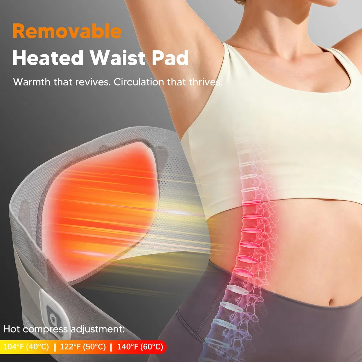 arboleaf Fascia Lombare Supporto con Riscaldante & Stecche Rimovibili, Busto Ortopedico Lombare, Fascia Elastica Lombare per Uomo e Donna, Supporto Ergonomico, Confortevole e Traspirante - XL