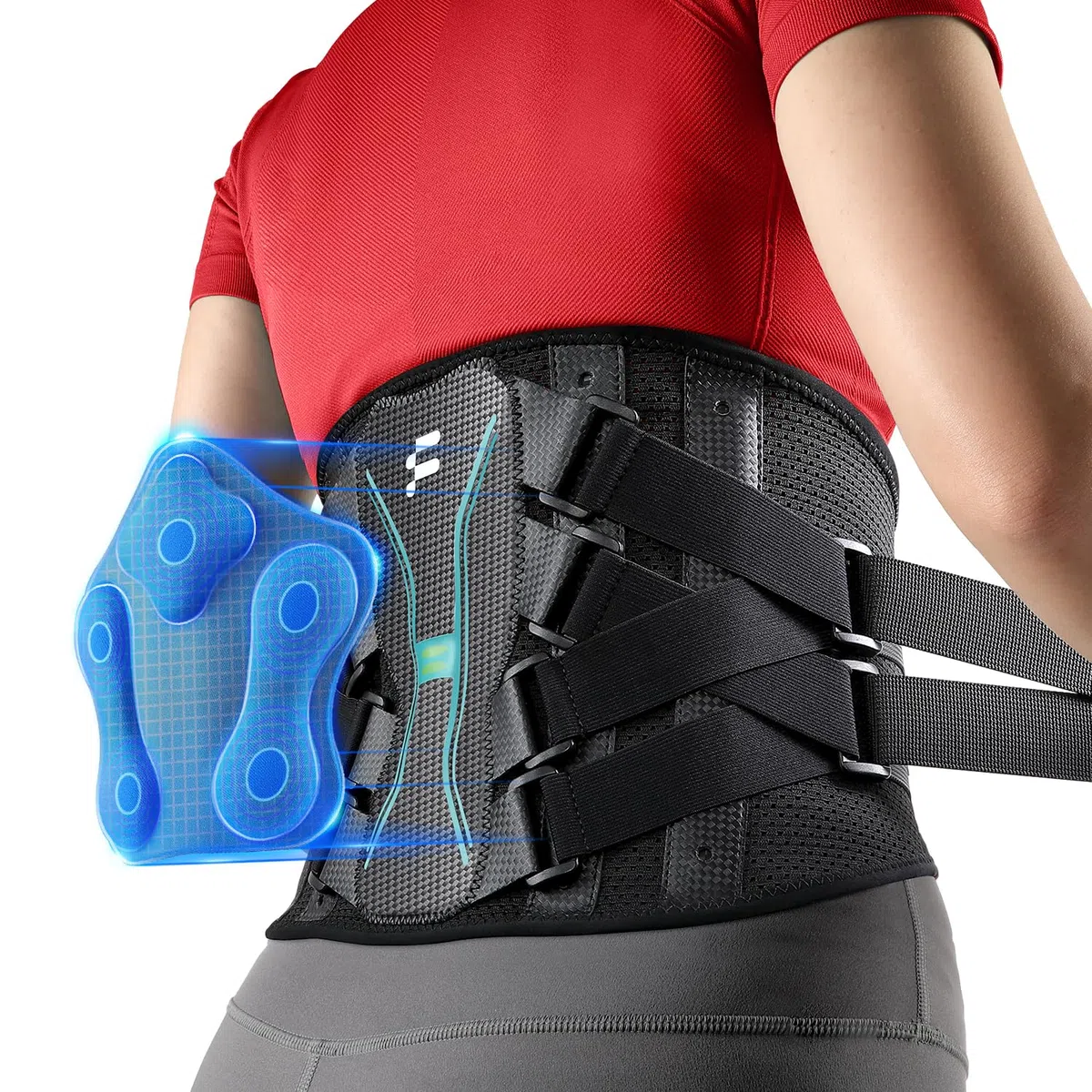 Fitomo Fascia Lombare Supporto Schiena e Postura, Supporto 3D con Stecche in Fibra di Carbonio Ergonomica, Ideale per Ufficio, Lavoro Pesante, Sciatica e Seduta Prolungata,L