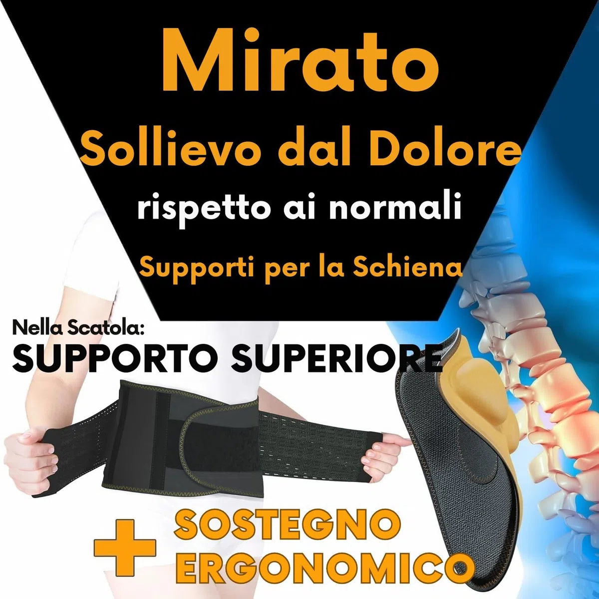 MEDiBrace PLUS Fascia Lombare con Cuscinetto Lombare 3D, Supporto per la Zona Lombare con Cintura Regolabile e Stecche di Supporto per Alleviare il Mal di Schiena