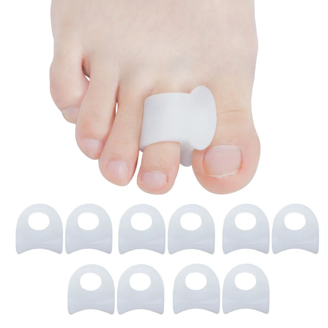 Sumiwish [10x] Separatore Dita Piede, Alluce Valgo Correttore, Gel Separatore Dita per Alluce Valgo, Punta Sovrapposta, Bambino - Trasparente