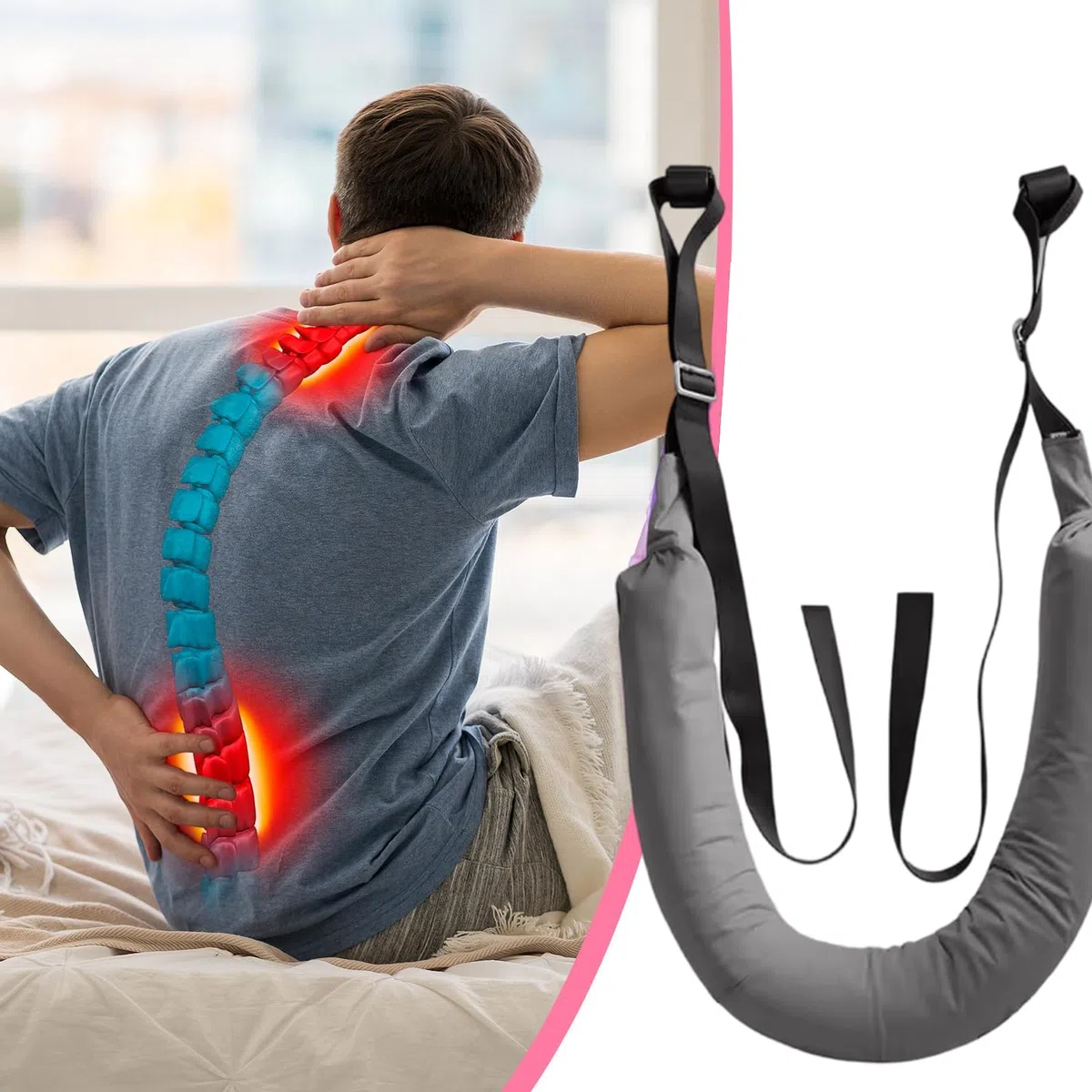 Supporto posteriore estensibile| Dispositivo portatile di rafforzamento muscolare, cintura per allungamento della colonna vertebrale, per uomini, donne, giovani, adolescenti, adolescenti, anziani