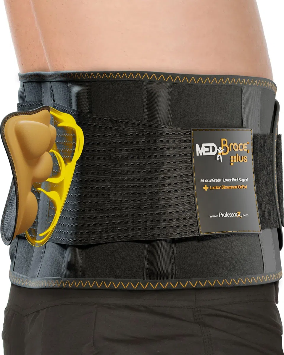 MEDiBrace PLUS Fascia Lombare con Cuscinetto Lombare 3D, Supporto per la Zona Lombare con Cintura Regolabile e Stecche di Supporto per Alleviare il Mal di Schiena