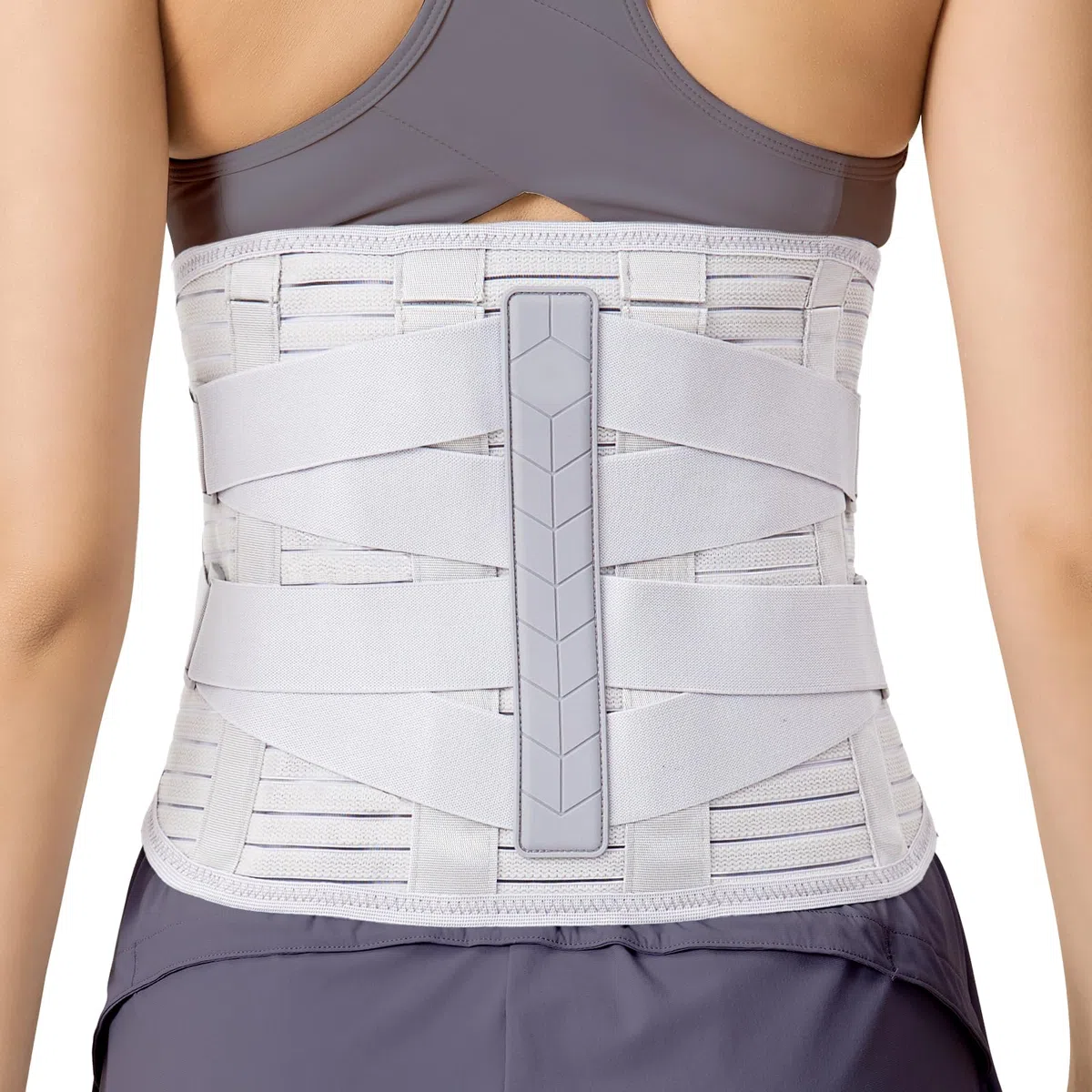 Busto Ortopedico Lombare, Fascia Lombare Supporto con 6 Stecche Metalliche+1 Silicone con 3D Massaggiante e Tessuto Traspirante, Cintura Lombare per Sport/Lavoro Uomo/Donna -L