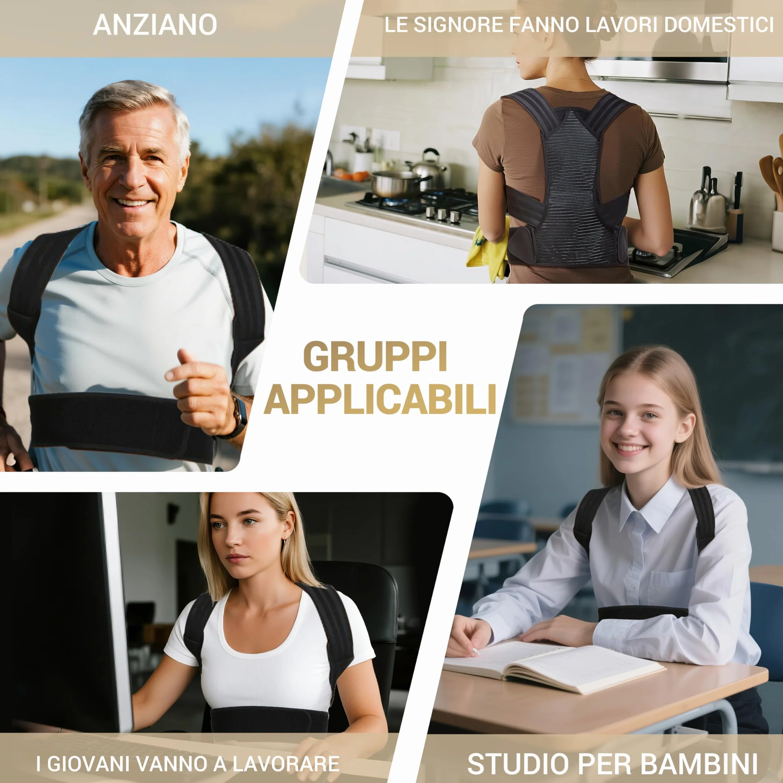 posturale per uomini e donne per migliorare la postura e alleviare il dolore Nuovo supporto lombare, supporto per il collo e la schiena