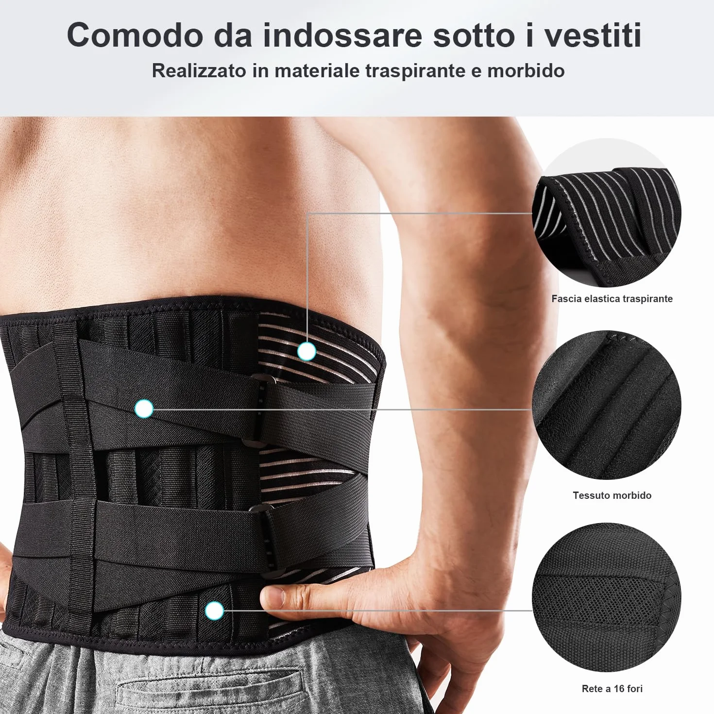FREETOO Fascia Lombare Posturale, Regolazione della Fascia Schiena per Uomini e Donne, Posturale Cintura Lombare Utilizzare per Sport